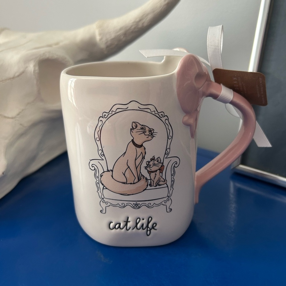 Rae Dunn Disney The Aristocats Duchess and Marie Cat Life Pink Bow Mug